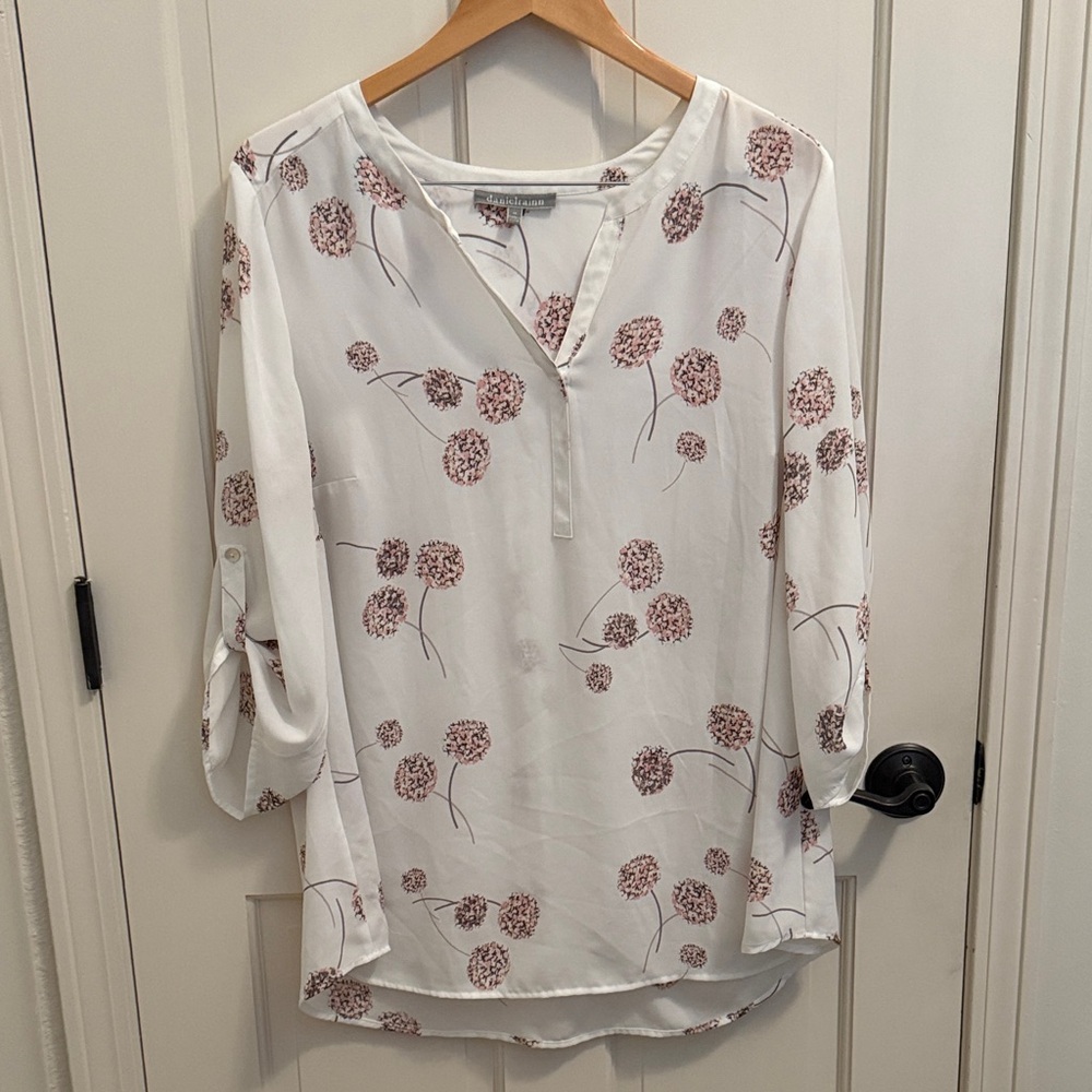 Daniel Rainn White and Pink Floral Blouse